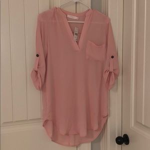 Nordstrom Lush Roll Tab tunic pale pink blush NWT